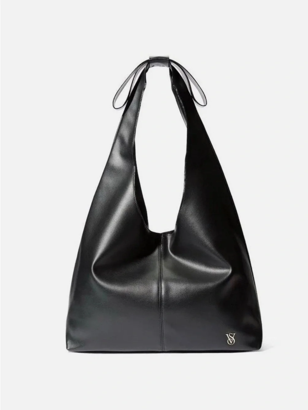 Victoria's Secret Black Leather Tote with Gold Logo
